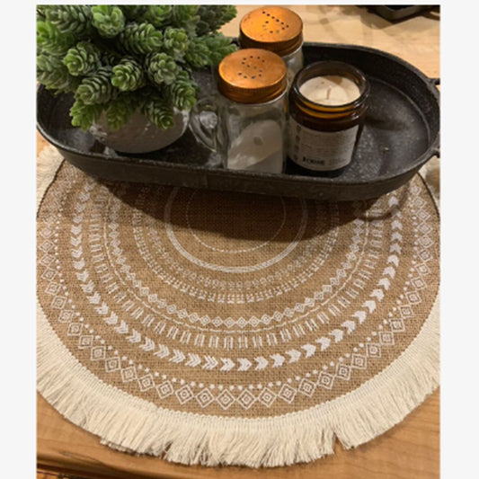 Placemats Set of 4 - Boho Cotton Woven Round Tassels Table Mats for Dining Room Kitchen Table Decor(Tassel circular pattern) Kemu |Fashion Home Kitchen Beauty