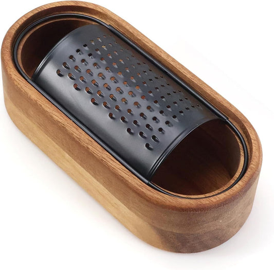 Acacia wood cheese grater, black multifunctional stainless steel fruit and vegetable cheese grater box, grater, kitchen tool(Without Handle) Kemu |Fashion Home Kitchen Beauty