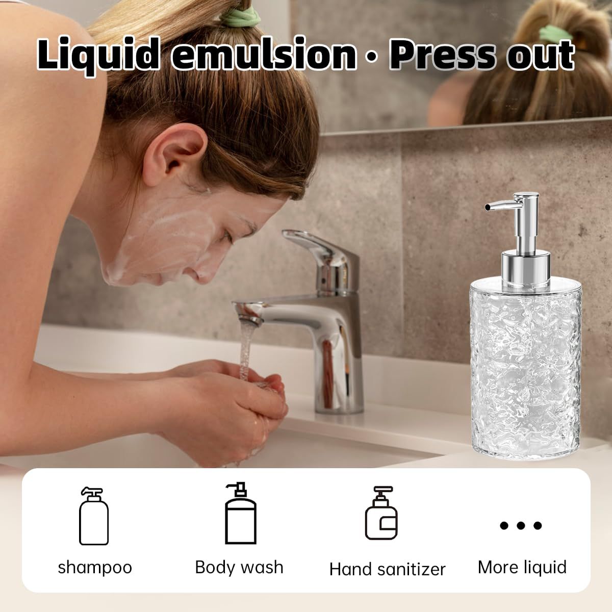 Multifunctional Liquid Soap Foaming Pump Dispenser Bottle Refillable Hand Soap Container for Home Travel and Gym Use 400ML rotundity Kemu |Fashion Home Kitchen Beauty