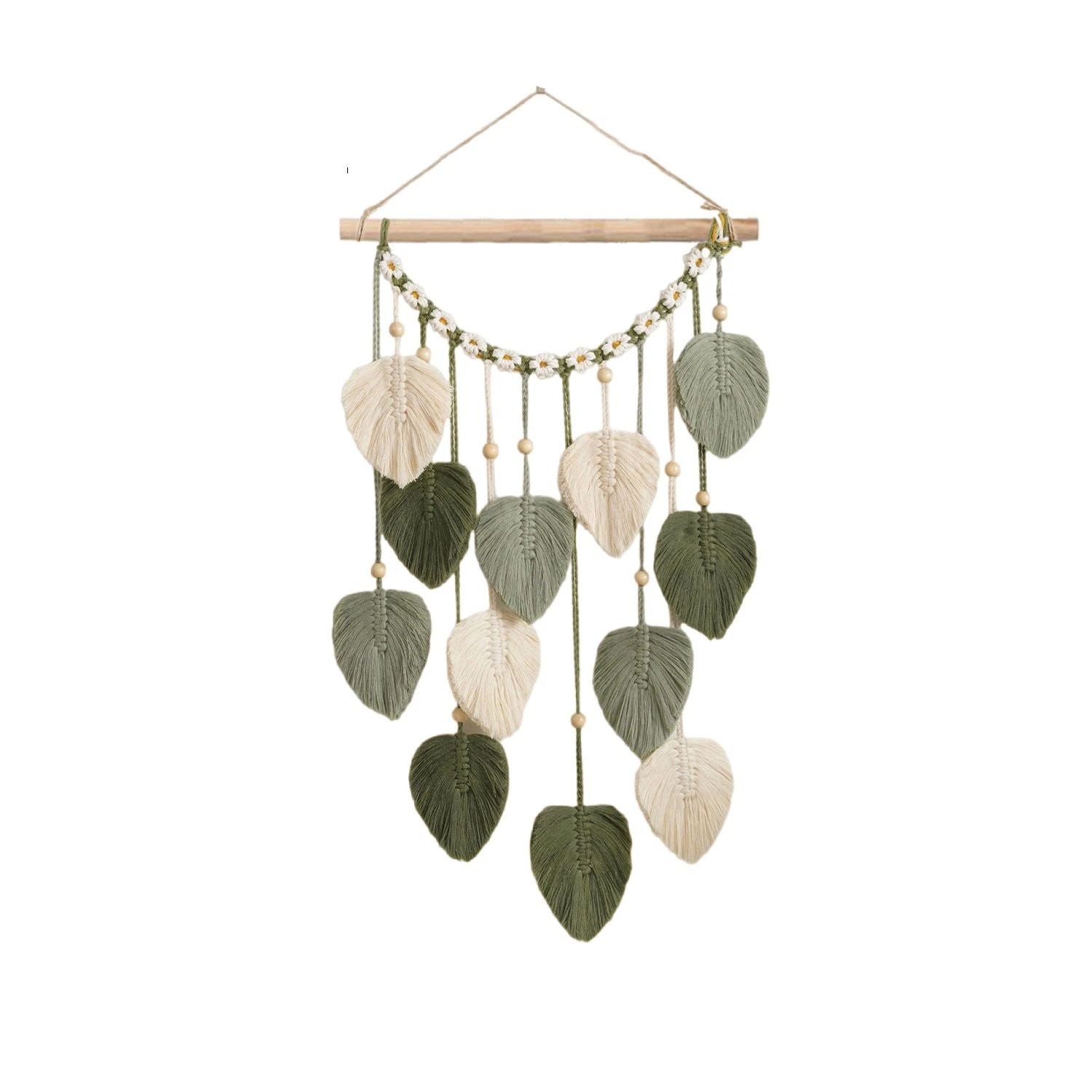 Wall Hanging - Hand Woven Boho Tapestry Sage Green Leaves Wall Decor, Rustic Tassels Yarn Hanging Ornament Decor for Bedroom Living Room Dorm（Green） Kemu |Fashion Home Kitchen Beauty