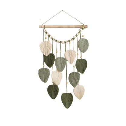 Wall Hanging - Hand Woven Boho Tapestry Sage Green Leaves Wall Decor, Rustic Tassels Yarn Hanging Ornament Decor for Bedroom Living Room Dorm（Green） Kemu |Fashion Home Kitchen Beauty