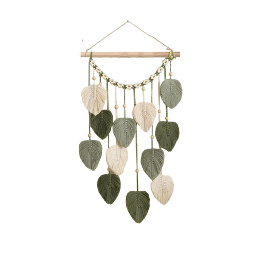 Wall Hanging - Hand Woven Boho Tapestry Sage Green Leaves Wall Decor, Rustic Tassels Yarn Hanging Ornament Decor for Bedroom Living Room Dorm（Green） Kemu |Fashion Home Kitchen Beauty