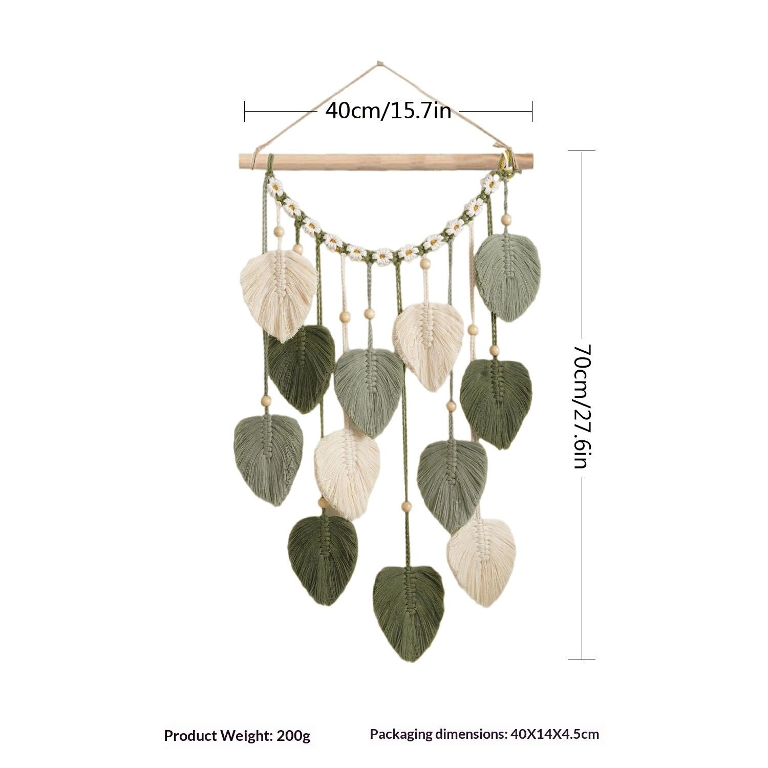 Wall Hanging - Hand Woven Boho Tapestry Sage Green Leaves Wall Decor, Rustic Tassels Yarn Hanging Ornament Decor for Bedroom Living Room Dorm（Green） Kemu |Fashion Home Kitchen Beauty