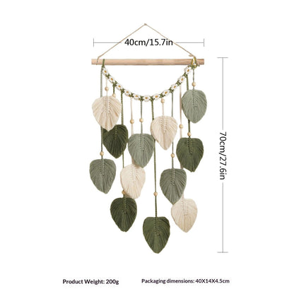 Wall Hanging - Hand Woven Boho Tapestry Sage Green Leaves Wall Decor, Rustic Tassels Yarn Hanging Ornament Decor for Bedroom Living Room Dorm（Green） Kemu |Fashion Home Kitchen Beauty