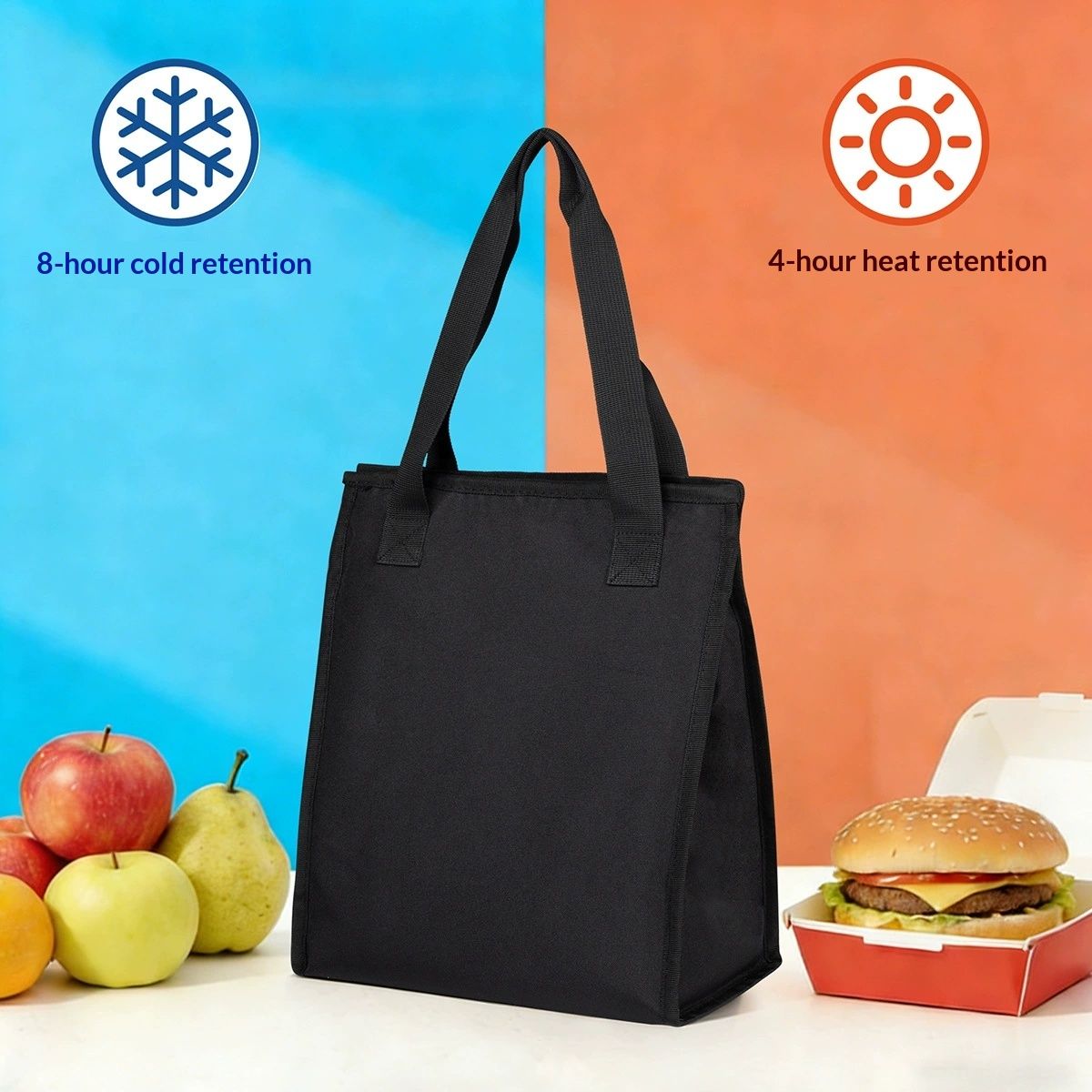 Black Lunch Bag for Men - Lunch Bag with Zipper Tote Bag for Women Simple Lunch Box Reusable Insulated (Black small） Kemu |Fashion Home Kitchen Beauty