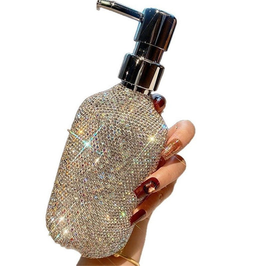 Bling Glass Soap Dispenser with Rust Proof Stainless Steel Pump,Refillable Liquid Hand Wash Bottle for Bathroom Kitchen,Sparkle Decorative Shower Dispenser-500ml Kemu |Fashion Home Kitchen Beauty