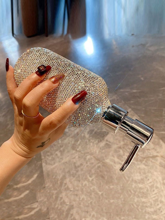 Bling Glass Soap Dispenser with Rust Proof Stainless Steel Pump,Refillable Liquid Hand Wash Bottle for Bathroom Kitchen,Sparkle Decorative Shower Dispenser-500ml Kemu |Fashion Home Kitchen Beauty