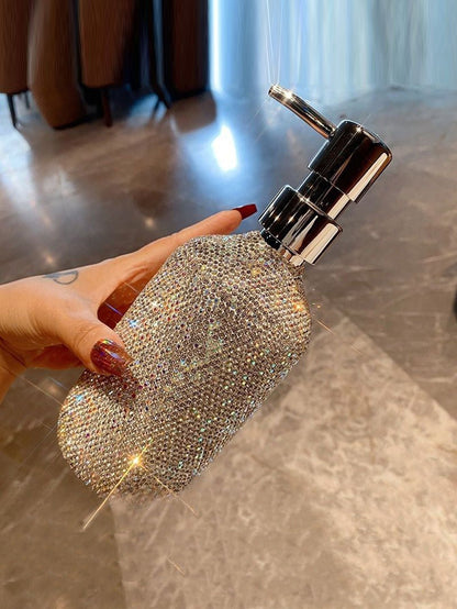 Bling Glass Soap Dispenser with Rust Proof Stainless Steel Pump,Refillable Liquid Hand Wash Bottle for Bathroom Kitchen,Sparkle Decorative Shower Dispenser-500ml Kemu |Fashion Home Kitchen Beauty