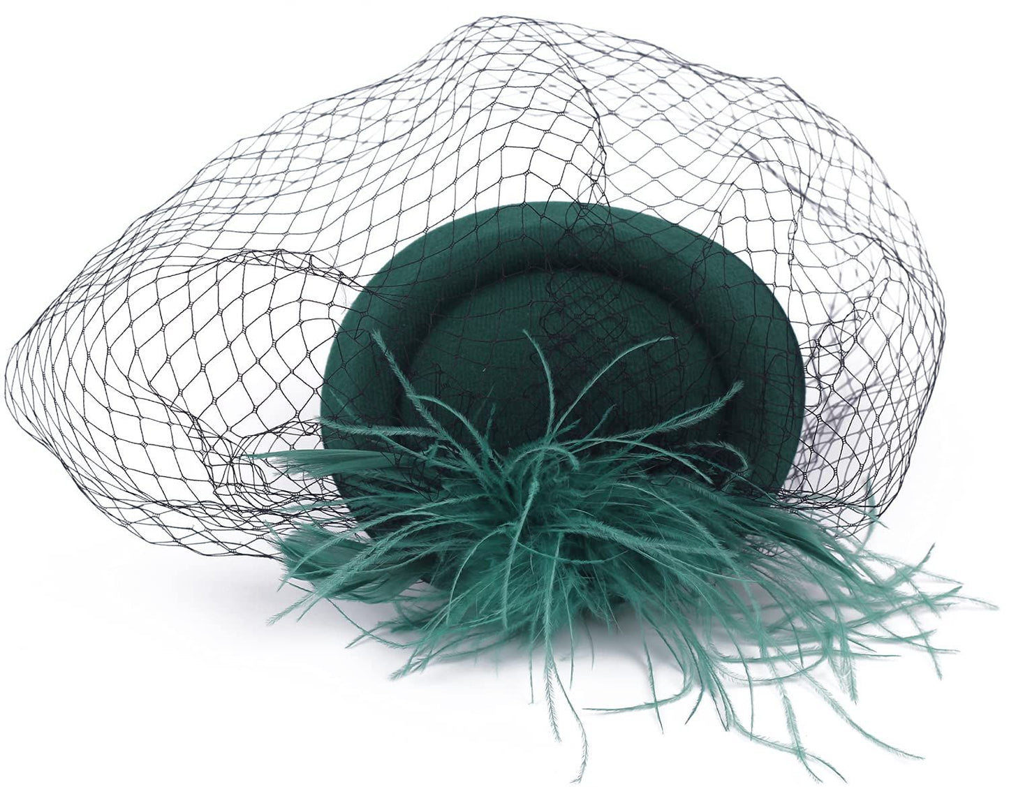 Womens Fascinators Hats Vintage  Hat  Hat Cocktail Tea Party Headwear with Veil for Girls and Women（Green） Kemu |Fashion Home Kitchen Beauty