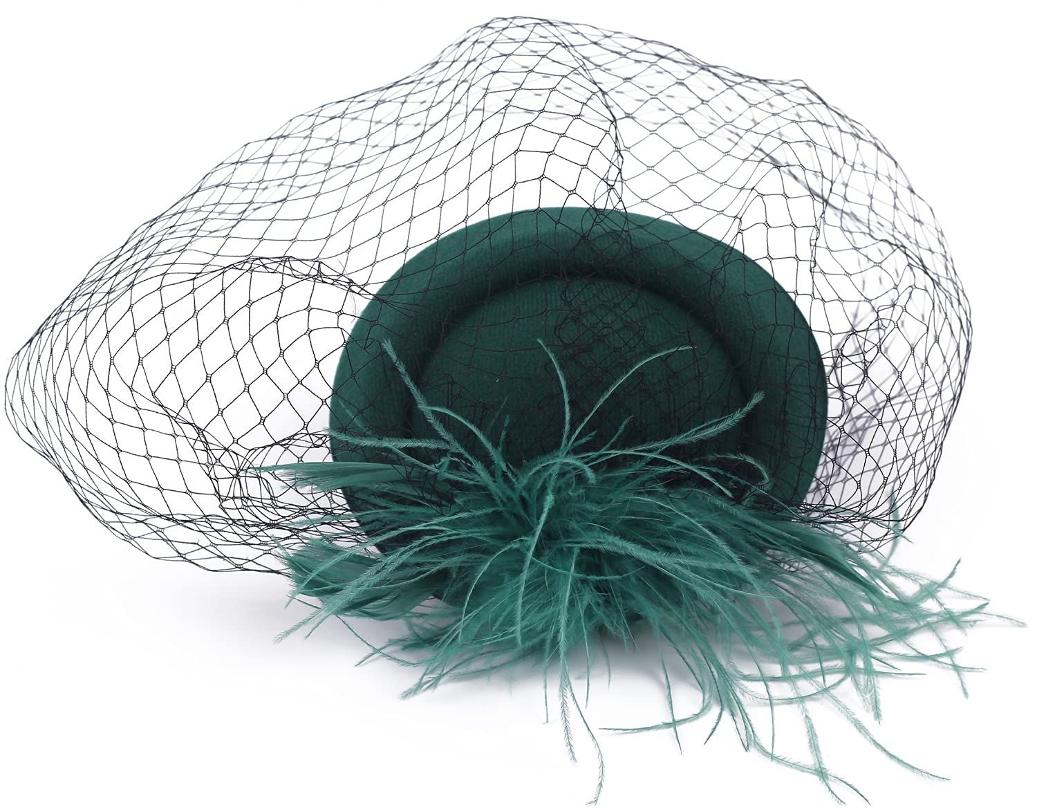 Womens Fascinators Hats Vintage  Hat  Hat Cocktail Tea Party Headwear with Veil for Girls and Women（Green） Kemu |Fashion Home Kitchen Beauty