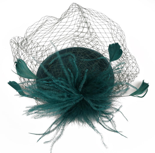 Womens Fascinators Hats Vintage  Hat  Hat Cocktail Tea Party Headwear with Veil for Girls and Women（Green） Kemu |Fashion Home Kitchen Beauty