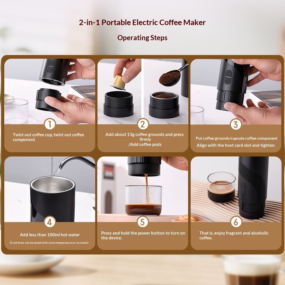 Portable Espresso Machine - Travel Espresso Maker for Both Coffee Ground & Capsules - Battery Powered Coffee Maker - Portable Coffee Maker for Travel, Camping, Home, Office, RV Kemu |Fashion Home Kitchen Beauty