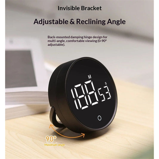 Digital Kitchen Timer, Rechargeable Magnetic Visual Timer with Large LED Display, Adjustable Volume for Classroom, Cooking, Fitness, Baking, Kids Learning & Teaching (Black,Battery not included) Kemu |Fashion Home Kitchen Beauty