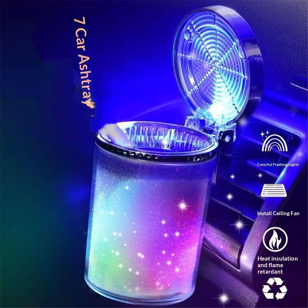 2 pack Car Ashtray Portable Smoke Cup Holder Home Cigarette Ash Tray with Colorful LED Light,Ideal for Truck Office Auto Kemu |Fashion Home Kitchen Beauty