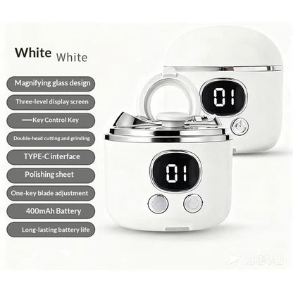 Electric Nail Clipper【Magnifier Assistance】Clear Vision, Precise Trimming (White)(Suitable for Families,Seniors)