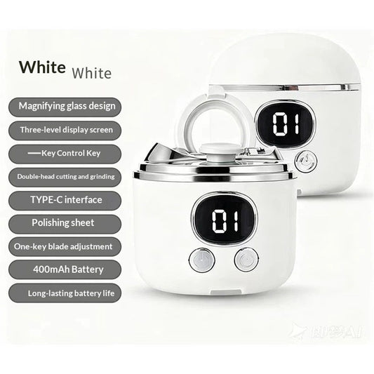 Electric Nail Clipper【Magnifier Assistance】Clear Vision, Precise Trimming (White)(Suitable for Families,Seniors) Kemu |Fashion Home Kitchen Beauty