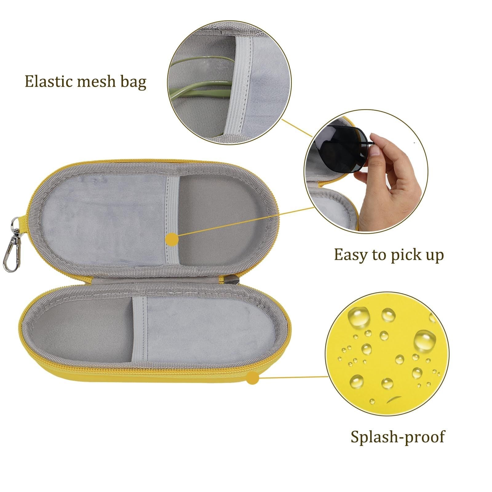 Double Eyeglasses Case, Dual Glasses Sunglasses Organizer with Zipper Closure, Eyewear Storage Box for Men Women Travel（yellow,not eyeglasses） Kemu |Fashion Home Kitchen Beauty