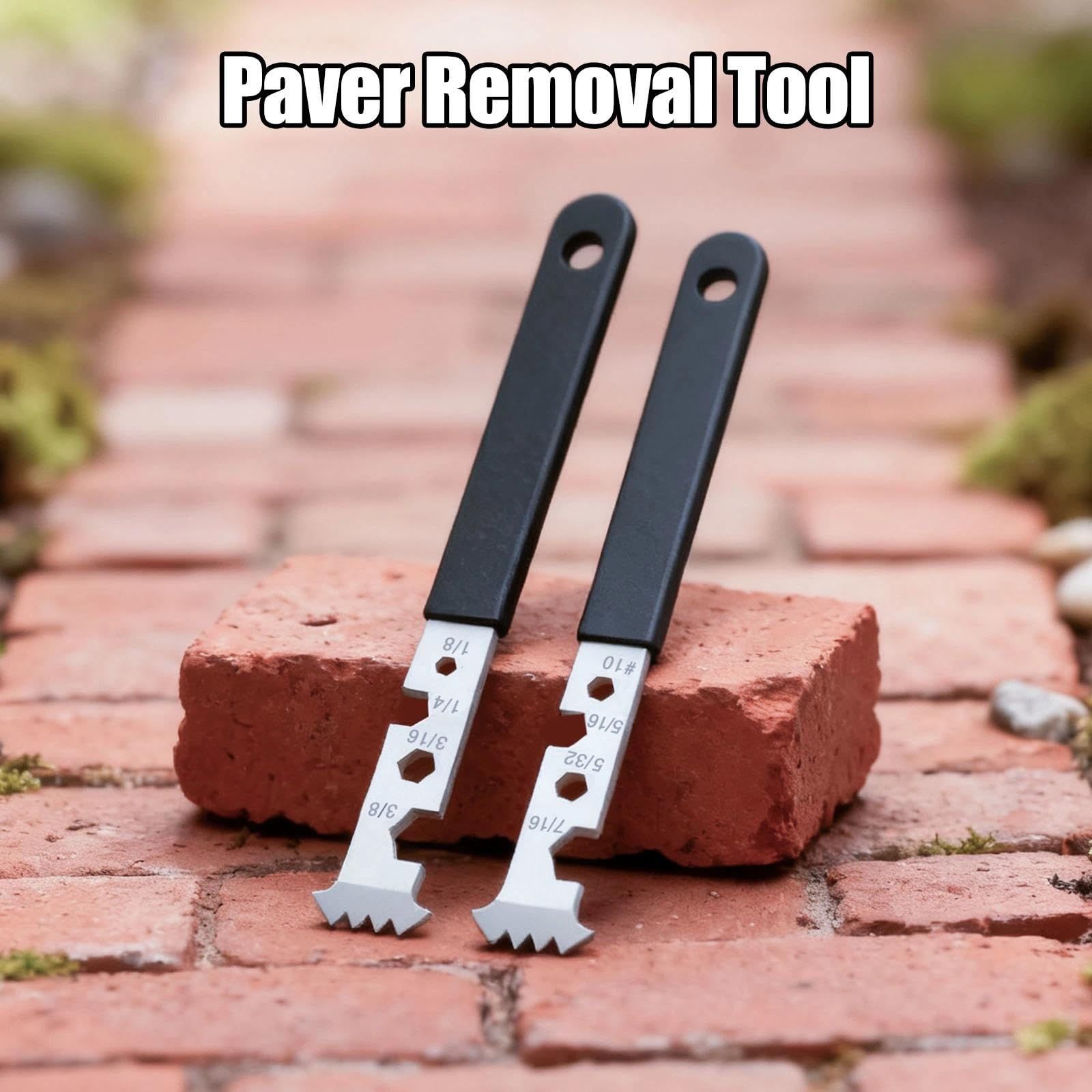 2-in-1 Paver Removal Tool with Hex Wrench, 2 Pcs Set Paver Puller Tool with Double Joint Scraper, Micro-Tooth Groove & Non-Slip Handle for Removing Pavers, Bricks, Blocks & Tightening Hex Nuts Kemu |Fashion Home Kitchen Beauty