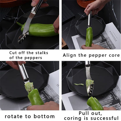 Stainless Chili Pepper Roasting Rack and Corer Set, Stainless Steel Drumstick Chicken Wings Roaster for BBQ Smoker and Oven