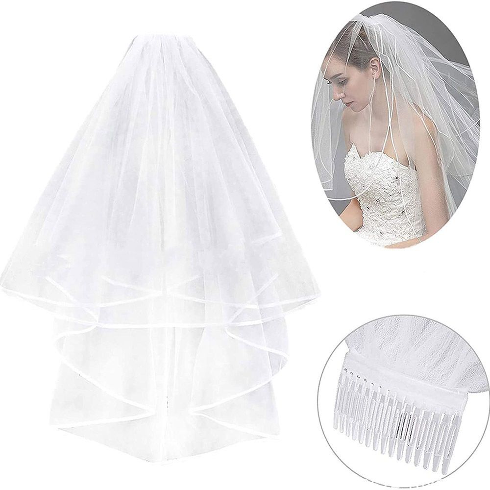 2 pack Wedding Veil,Bridal Veil,Veils for Women Wedding, White Bridal Veils with Comb,Tulle Veils for Brides Kemu |Fashion Home Kitchen Beauty
