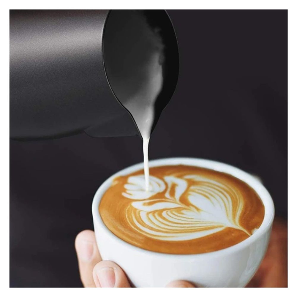 12 oz Milk Frothing Pitcher – Frother Cup with Drip Resistant Spout - Latte Art Pitcher for Cappuccino Espresso Barista, Home & Commercial Use（black） Kemu |Fashion Home Kitchen Beauty