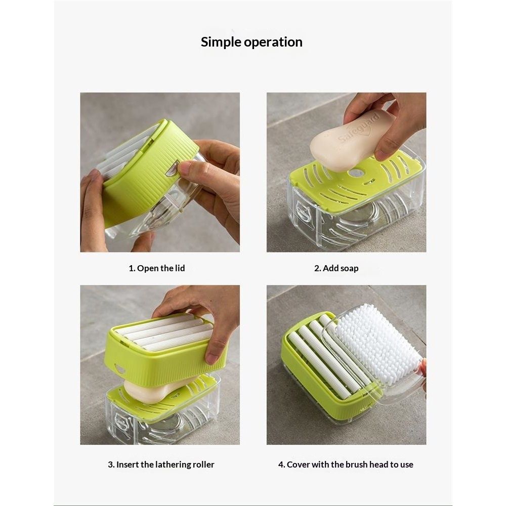 2 pack Rolling Soap Box for Laundry,Hands Free Foaming, Multifunctional Soap Box Scrubber & Storage Dispenser,Portable Bar Dispenser Brush for Laundry, Home & Travel KeepsSoap Dry & Hygienic (Green) Kemu |Fashion Home Kitchen Beauty