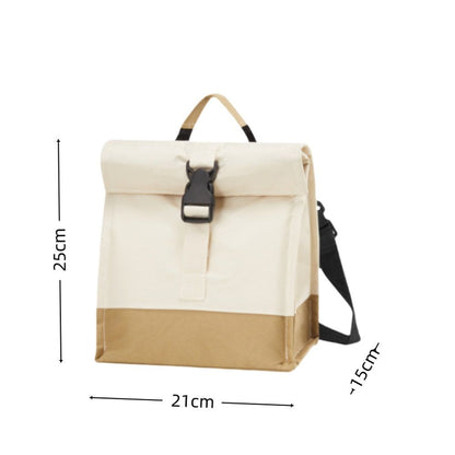 Insulated Lunch Bag Rolltop Lunch Box Medium Lunch Cooler Tote for Women, Girls, Teens and Adults (White) Kemu |Fashion Home Kitchen Beauty