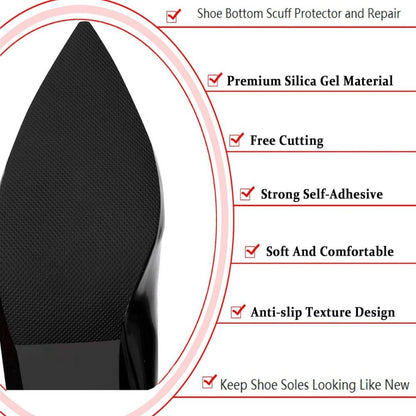 3 Pairs Black Shoe Sole Protector,Anti Slip Shoe Grips on Bottom of Shoes - Bottom Protector - Sole Guard - Non-Slip Shoe Pads for High Heels (6"x4")