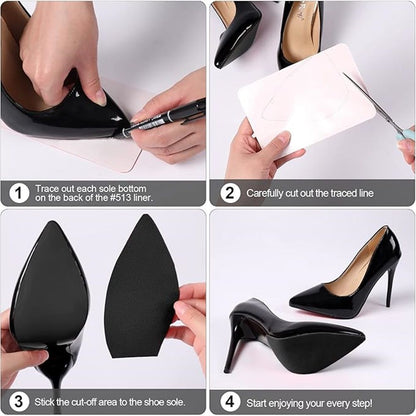 3 Pairs Black Shoe Sole Protector,Anti Slip Shoe Grips on Bottom of Shoes - Bottom Protector - Sole Guard - Non-Slip Shoe Pads for High Heels (6"x4")