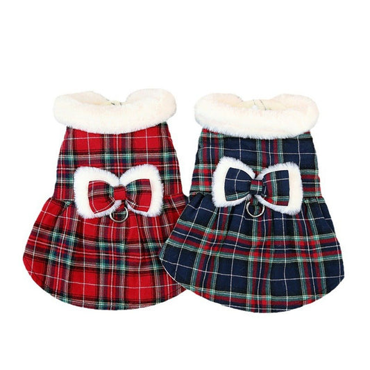 2 pack Plaid Dog Dresses Cute Bowtie Clothes Cotton Soft Outfit Dog Costume for Small Dogs Cat Apparel (S) Kemu |Fashion Home Kitchen Beauty
