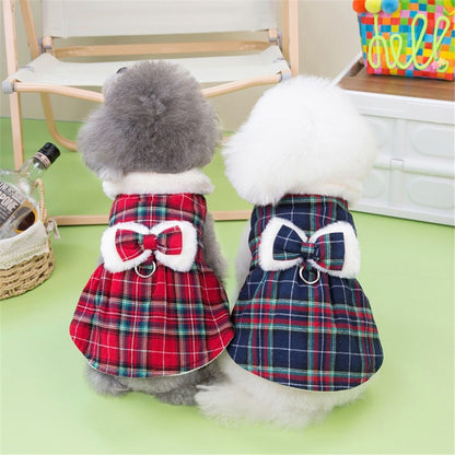 2 pack Plaid Dog Dresses Cute Bowtie Clothes Cotton Soft Outfit Dog Costume for Small Dogs Cat Apparel (S) Kemu |Fashion Home Kitchen Beauty