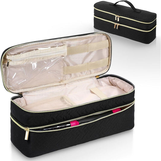Travel Carrying Case Compatible with Hair Dryer Brush/Volumizer/Styler/Hot Tools,Double-Layer Storage Organizer Bag ,Black(Bag Only) Kemu |Fashion Home Kitchen Beauty