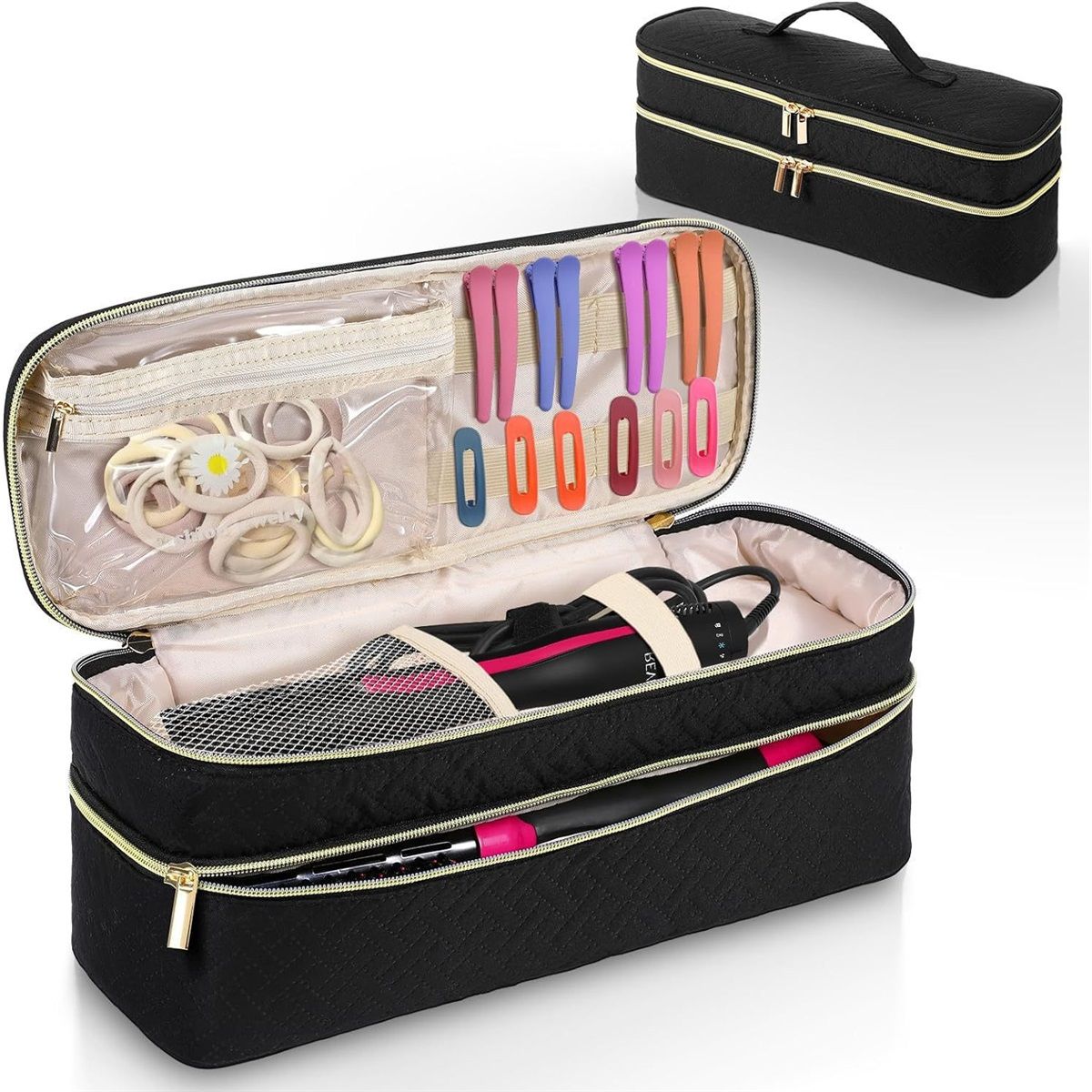 Travel Carrying Case Compatible with Hair Dryer Brush/Volumizer/Styler/Hot Tools,Double-Layer Storage Organizer Bag ,Black(Bag Only) Kemu |Fashion Home Kitchen Beauty