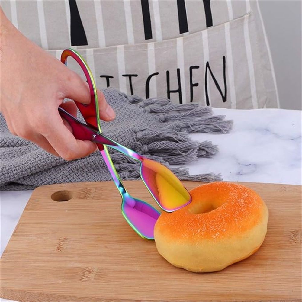 2 pack Bread Tongs, Stainless Steel Kitchen Serving Barbecue Tongs for BBQ Meat Appetizers Pastries Steak Cooking Tool Kemu |Fashion Home Kitchen Beauty