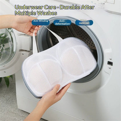 3Pcs Bra Wash Bags for Laundry Lingerie Brassiere Bag bra washing protector holder for Washing Machine (gray, A to C Cups)