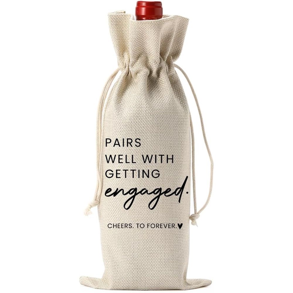 2 pack Engagement Wine Bag|Gift for Couples|Bride Gift|Wine Bag for Getting Married,Pairs Well with Getting Engaged Wine Bottle Bag（Only bags） Kemu |Fashion Home Kitchen Beauty