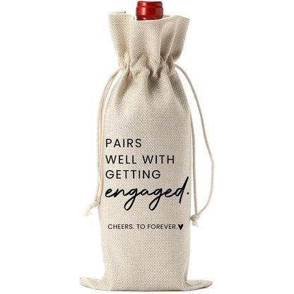 2 pack Engagement Wine Bag|Gift for Couples|Bride Gift|Wine Bag for Getting Married,Pairs Well with Getting Engaged Wine Bottle Bag（Only bags） Kemu |Fashion Home Kitchen Beauty