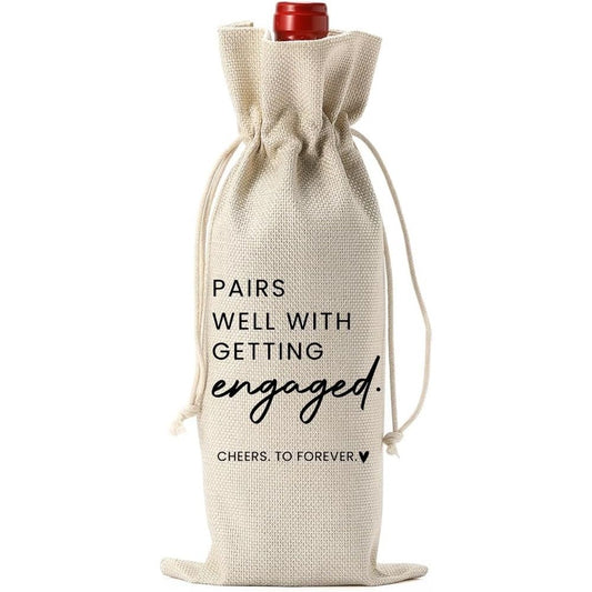 2 pack Engagement Wine Bag|Gift for Couples|Bride Gift|Wine Bag for Getting Married,Pairs Well with Getting Engaged Wine Bottle Bag（Only bags） Kemu |Fashion Home Kitchen Beauty