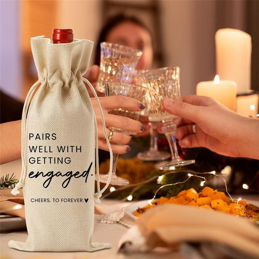 2 pack Engagement Wine Bag|Gift for Couples|Bride Gift|Wine Bag for Getting Married,Pairs Well with Getting Engaged Wine Bottle Bag（Only bags） Kemu |Fashion Home Kitchen Beauty