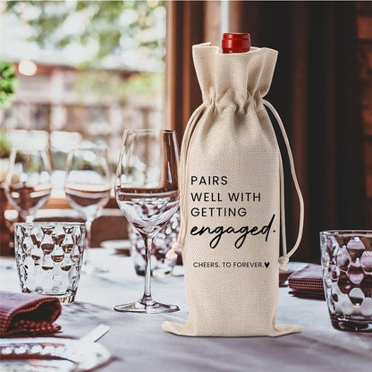 2 pack Engagement Wine Bag|Gift for Couples|Bride Gift|Wine Bag for Getting Married,Pairs Well with Getting Engaged Wine Bottle Bag（Only bags） Kemu |Fashion Home Kitchen Beauty