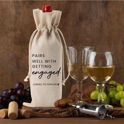 2 pack Engagement Wine Bag|Gift for Couples|Bride Gift|Wine Bag for Getting Married,Pairs Well with Getting Engaged Wine Bottle Bag（Only bags） Kemu |Fashion Home Kitchen Beauty