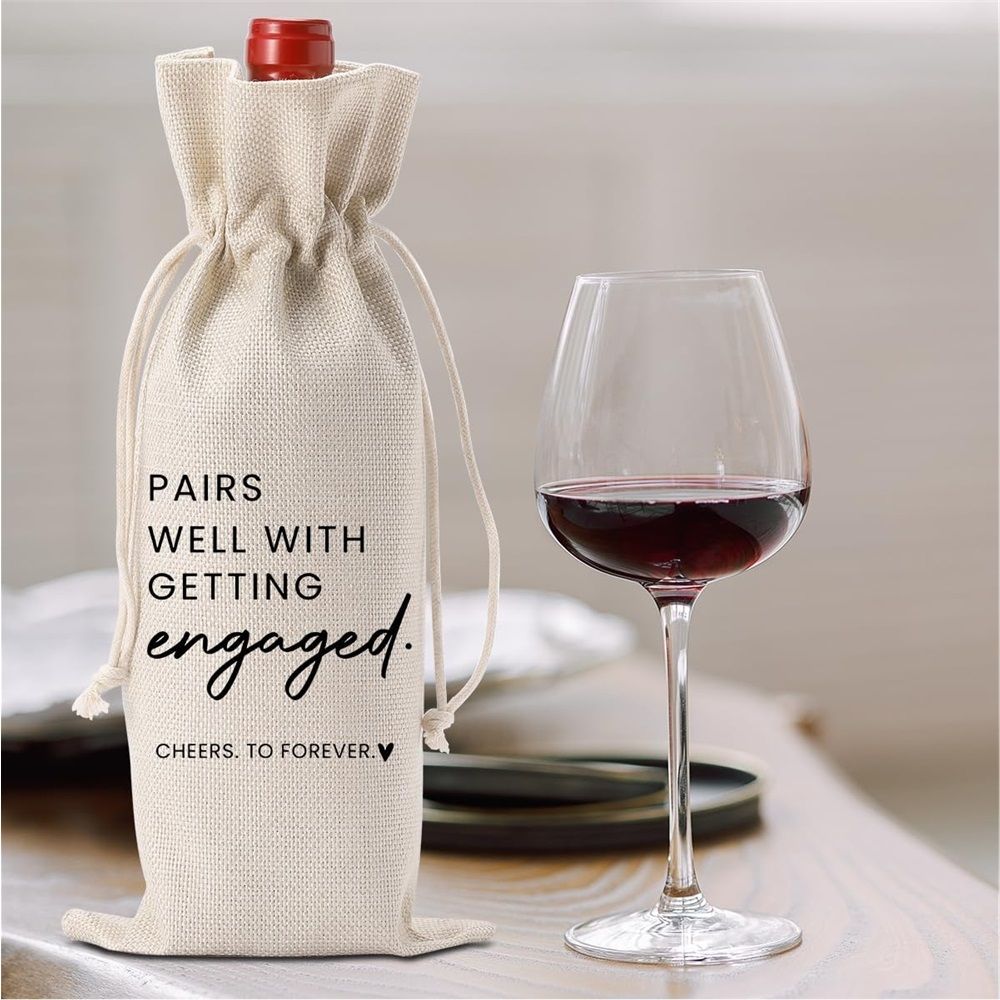 2 pack Engagement Wine Bag|Gift for Couples|Bride Gift|Wine Bag for Getting Married,Pairs Well with Getting Engaged Wine Bottle Bag（Only bags） Kemu |Fashion Home Kitchen Beauty