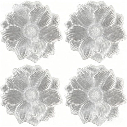 Silver Placemats 15" Set of 6, Pressed Lotus Flower Design, Washable & Non-Slip pvc - Perfect for Dinner, Holiday, Wedding Decor & Party Table Settings Kemu |Fashion Home Kitchen Beauty