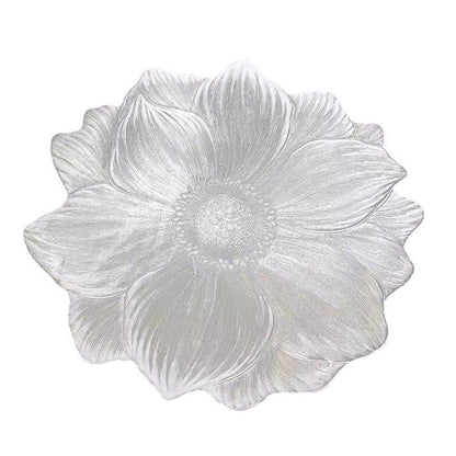 Silver Placemats 15" Set of 6, Pressed Lotus Flower Design, Washable & Non-Slip pvc - Perfect for Dinner, Holiday, Wedding Decor & Party Table Settings Kemu |Fashion Home Kitchen Beauty
