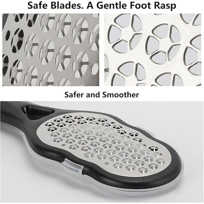 4 Pcs Foot Files with Skin Catcher, Stainless Steel Foot Rasp Callus Remover Pedicure Feet Grater Foot Scrubber Dead Skin Remover for Feet Kemu |Fashion Home Kitchen Beauty