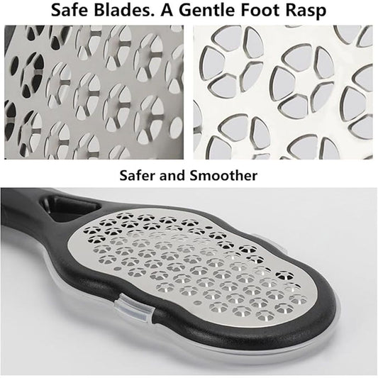 4 Pcs Foot Files with Skin Catcher, Stainless Steel Foot Rasp Callus Remover Pedicure Feet Grater Foot Scrubber Dead Skin Remover for Feet Kemu |Fashion Home Kitchen Beauty