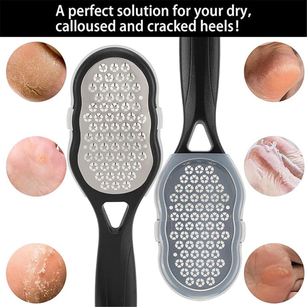 4 Pcs Foot Files with Skin Catcher, Stainless Steel Foot Rasp Callus Remover Pedicure Feet Grater Foot Scrubber Dead Skin Remover for Feet Kemu |Fashion Home Kitchen Beauty