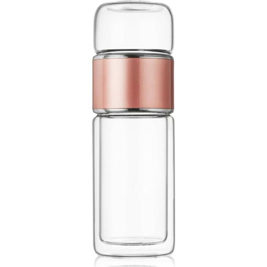 Tea InfuserBottle, 500ml Double Layer Leakage Proof Glass Water Bottle Travel Water Separation Tea Bottle Mug Cup for Office Travel Home(rose gold) Kemu |Fashion Home Kitchen Beauty