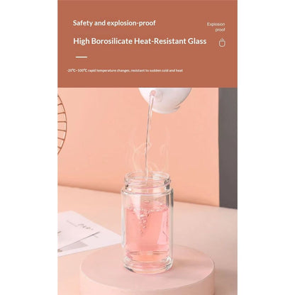 Tea InfuserBottle, 500ml Double Layer Leakage Proof Glass Water Bottle Travel Water Separation Tea Bottle Mug Cup for Office Travel Home(rose gold) Kemu |Fashion Home Kitchen Beauty