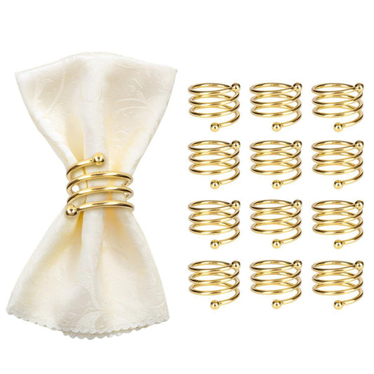 Satin Cloth Napkins and Napkin Rings Set of 12, Smooth Fabric Table Napkins and Napkin Holder for Wedding, Birthday Dinner Party, Family Gatherings, Table Decor (gold) Kemu |Fashion Home Kitchen Beauty